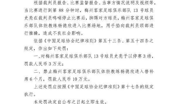 世界杯手机官网直播app下载入口-重磅罚单！梅州体能教练杨德欣禁赛6个月 罚款10万